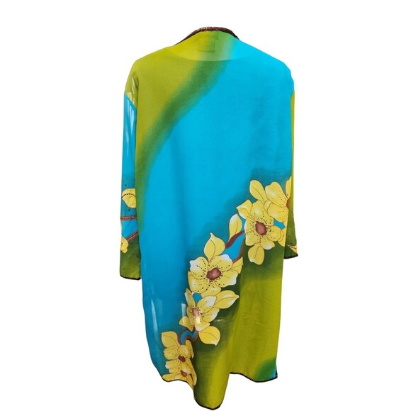 Midnight Velvet 2 Piece Jacket/Tank Plus Size 1X Embellished Flowy - Picture 6 of 15